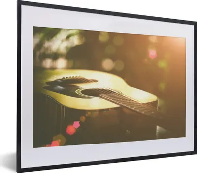 Produktbild von MuchoWow® MuchoWow® Gerahmtes Poster Abstraktes Porträt einer akustischen Gitarre 40x30 cm - Poster mit zchwarzem Bilderrahmen - Bilderrahmen - Poster im Rahmen