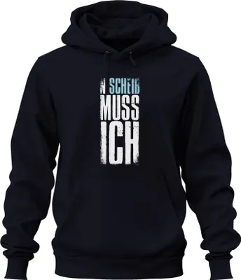 Produktbild von N Scheiss muss ich Spruch Lustig Arbeitsmuffel Faulheit Party Uni Hoodie Kapuzenpullover, Navy, S