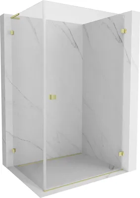 Produktbild von Mexen Lunar-B L Duschkabine schwenkbar rechts 100 x 80 cm, transparent, gebürstetes Gold - 832L-100-080-55-00-P