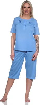 Obrázek produktu pro Dámské pyžamo Capri s krátkým rukávem; modrá/M/38