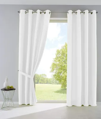 Zdjęcie produktu dla Zestaw 2 zasłon zaciemiających z przelotkami, białe, 225 x 140 cm