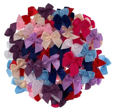 Productafbeelding van Mini satijnlint strikjes - 2 cm - 200 stuks - Gemengde kleuren