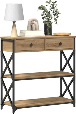 Produktbild von Konsole Tisch mit Schubladen Artisan-Eiche 75 x 28 x 75 cm