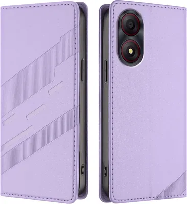 Produktbild von Hülle für ZTE Blade A34, Kunstleder Brieftaschen Handyhülle mit Kartenfach und Standfunktion Violett