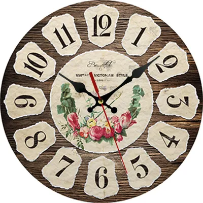 Produktbild von Vintage-Wanduhr, schlichte Holzwanduhr, 12-Zoll-Uhr, Wohnzimmer-Wanduhr