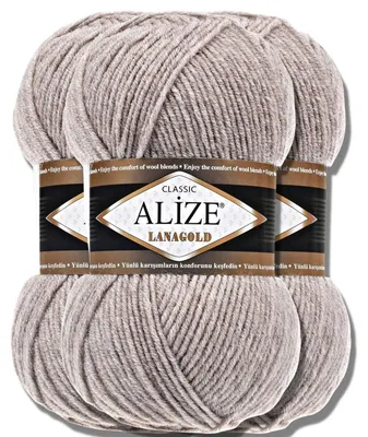 Image de Alize 3x 100g, fil Lanagold, couleur unie, idéal pour le crochet et le tricot (référence : 207)