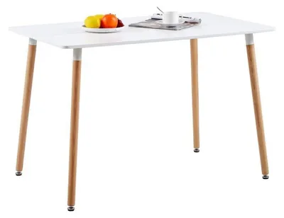 Produktbild von Esstisch rechteckig 110x70x74 cm weiß MDF Buche Tischplatte abwaschbar kratzfest