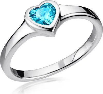 Produktbild von MATERIA Damen-Ring Herz Liebe Freundschaft - 925 Silberring Frauen Mädchen mit Zirkonia türkis rhodiniert 16-20mm in Etui