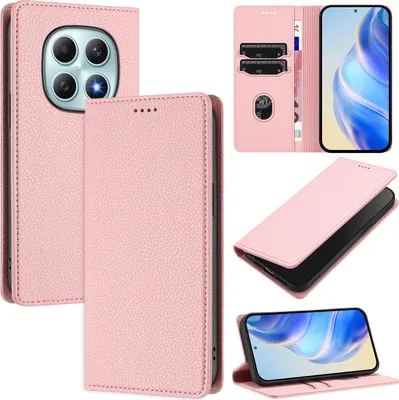 Immagine prodotto di Litchi pelle cellulare caso per Xiaomi Redmi Note 15 4G Portafoglio scheda slot stand funzione caso Rosa