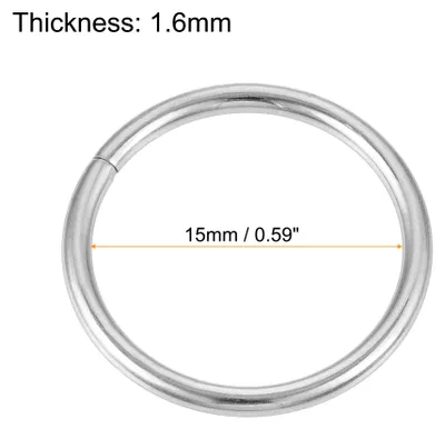 Produktbild von 20 Stš¹ck O Ringe 0.59"(15mm) Metall fš¹r Riemen Taschen Gš¹rtel DIY Handwerk Silber Ton