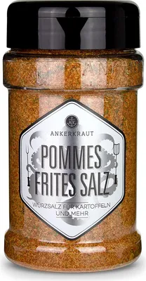 Obrázek produktu pro Ankerkraut Pommes Frites Salz im Streuer, Práškové koření, Česnek, Ground mustard, Cibule, Oregano, Petržel, Mořská sůl, Uzená sůl, Sladká paprika, 270 g, 1 kusů