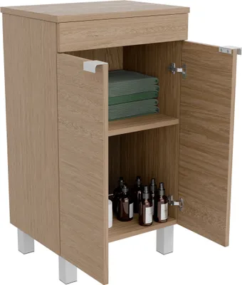Produktbild von paplinskimoebel badezimmermöbel Parla Waschbeckenuterschrank 46x34x80 Matt Eichenoptik stehendem Unterschrank Waschraum  Badunterschrank Gäste WC Bad