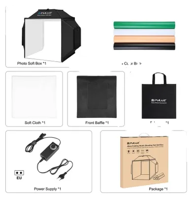 Obrázek produktu pro Sada pro fotografické studio, vysoce výkonná LED světla, skládací design, zástrčka EU, 40 cm