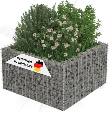 Produktbild von DELUKE® Gabionen Hochbeet ROON aus Stahl | 90x90x50cm | Steinkorb Gabionengitter Ziergabione Steingabione Drahtkorb befüllbar