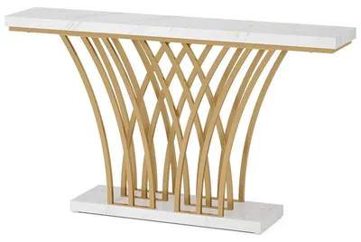 Obrázek produktu pro Konzolový stolek HOGA-F1715, 30 x 150 x 80 cm, bílo/zlatý