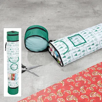 Produktbild von Organizer für Geschenkpapier und Zubehör aus Kunststoff, ca. 17 x 94 cm, mit Haupt- und Seitenfächern