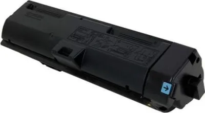 A black toner cartridge is shown against a white background.