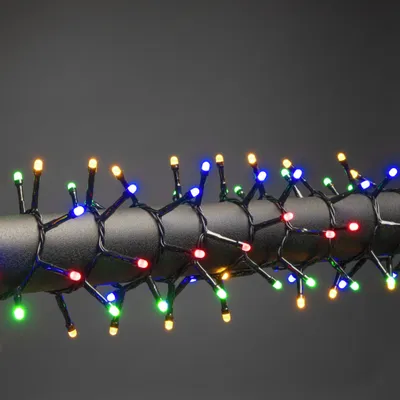 Produktbild von Konstsmide Micro LED Compactlights, gefrostet, 1500 bunte Dioden, 30V, Außen (IP44), schwarzes Kabel - 3871-530