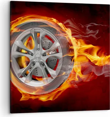 Produktbild von Bild auf Leinwand - Leinwandbild - Rad Flammen Felge - 50x50cm - Wand Bild - Wanddeko - Wandbilder - Leinwanddruck - Bilder - Kunstdruck - Wanddekoration - Leinwand bilder - Wandkunst - AC50x50-0198