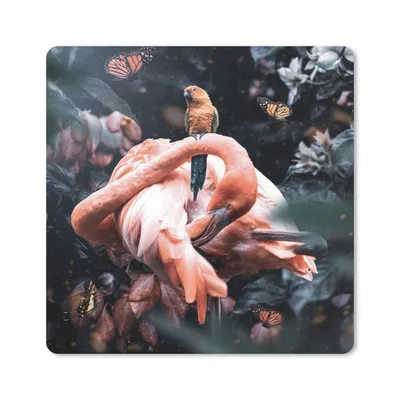 Produktbild von MuchoWow® Mauspad Mousepad Pflanzen - Flamingo - Dschungel 30x30 cm - Mousepads - Maus Mat - Pad - Mausunterlage - Gaming