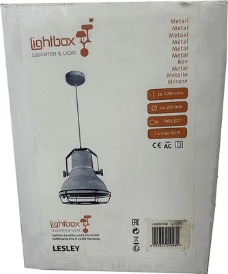 Produktbild von Lightbox Deckenleuchte Pendelleuchte Lesley Eisen Industrie Ø20cm max. 60W E27 ohne Leuchtmittel kürzbar