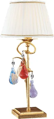 Produktbild von Casa Padrino Luxus Barock Kristall Tischleuchte Gold mit Patina / Mehrfarbig / Weiß Ø 20 x H. 45 cm - Prunkvolle Barockstil Schreibtischleuchte mit Murano Glas - Luxus Qualität -  Italy