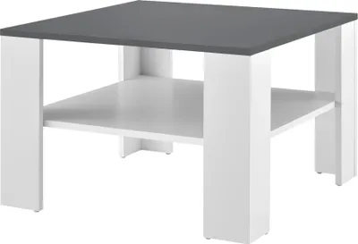 Immagine prodotto di In And OutdoorMatch Tavolino Horacio - Quadrato - 60x60x40 cm - Bianco e grigio scuro - Truciolare - Design moderno