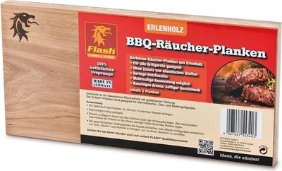 Produktbild von Flash Räucherbrett BBQ Räucher Planken 2 Stück Grillbrett Grill Smoker Erlenholz