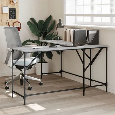 Produktbild von Design Möbel Schreibtisch Grau Sonoma 149x149x75 cm Holzwerkstoff - 2024 Neu