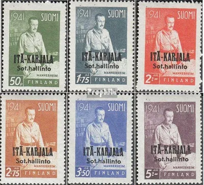 Produktbild von Briefmarken Finnische Bes. Ostkarelien 1942 Mi 22-27 (kompl.Ausg.) postfrisch Aufdruckausgabe