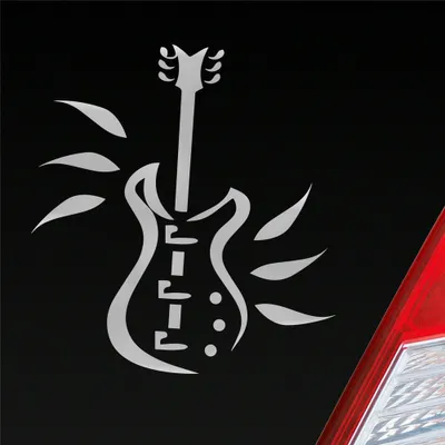 Produktbild von Auto Aufkleber Gitarre E-Gitarre Instrument Metal Rock 10x9 cm Silber Sticker Heckscheibenaufkleber