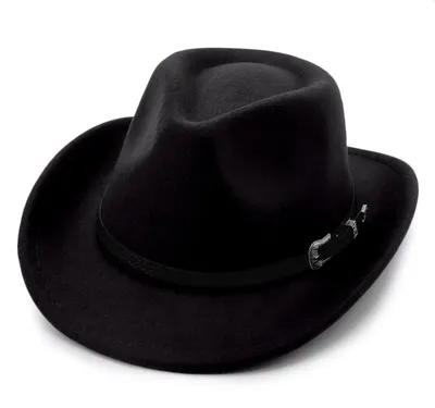 Productafbeelding van Cowboyhoed voor kinderen, jongens en meisjes, model Fedora, westernstijl met gesp, geschikt voor kinderen van 4 tot 12 jaar, kleur zwart