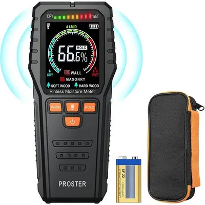 Productafbeelding van Vochtmeter Stijltangloze houtvochtmeter met kleurenscherm voor de niet-destructieve vochtdetectie aan muur