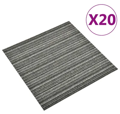 Image de Tapis vidaXL, lot de 20, rayé, anthracite, 50 x 50 cm