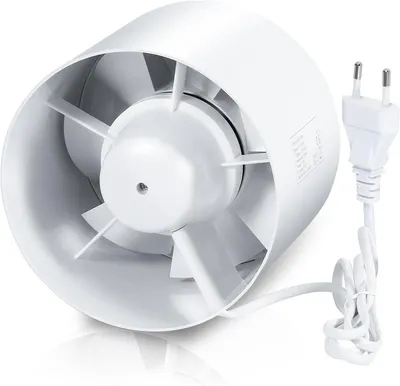 Produktbild von Rohrventilator, 150mm Toilettenventilator, 320m³/h Abluftventilator mit Rückschlagventil für Bad Toilette Küche Gewächshaus, Weiß