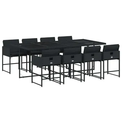 Produktbild von 9-tlg. Garten-Essgruppe mit Kissen Schwarz Poly Rattan
