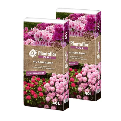 Produktbild von Plantaflor Plus Erde Sauer, Moorbeeterde, 2 x 40L, Azaleenerde, Gartenerde, Topferde, Kübelpflanzenerde