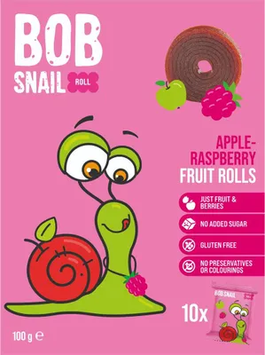 PRZEKĄSKI ROLL JABŁKO - MALINA BEZ DODATKU CUKRÓW BEZGLUTENOWE 100 g - BOB SNAIL