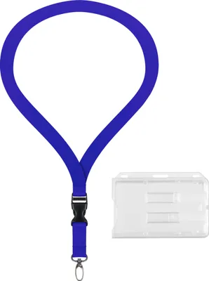 Produktbild von 10 Stück SET: 5x Lanyard Royalblau Keyholder Umhängeband 20mm Polyester mit Steckschnalle und starkem Karabinerhaken + 5x Ausweis Halter Kartenhalter Keychain Lanyards Schlüsselband