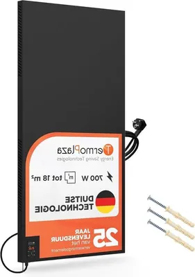 Obrázek produktu pro 700 W infračervený topný panel – nástěnný elektrický ohřívač v černé barvě pro vytápění místností o rozloze až 18 m²