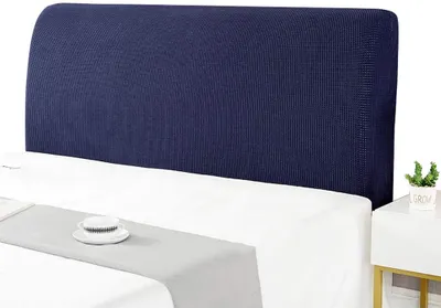 Obrázek produktu pro Potah na čelo postele, potah na čelo postele, potah na čelo postele pro boxspring, prošívaný, jednobarevný, ochranný kryt, potahy na čelo postele, elastický, univerzální potah na čelo postele, dekorace do ložnice, barva: modrá, rozměr: 120-140 cm
