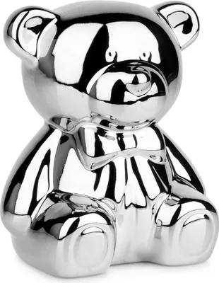 Produktbild von Sparschwein aus Keramik, silber, hochglanzpoliert, 14,5x12,5x17 cm