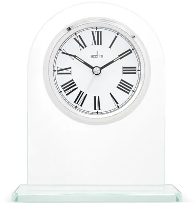 Glas-Wanduhr, römisches Zifferblatt, chromfarben, 170x142x49 mm
