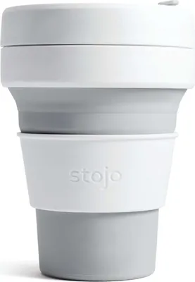 Produktbild von Pocket Cup, Dove - 355 ml - Trinkbecher - Kaffeebecher - Grau / Weiß - faltbar | Stojo