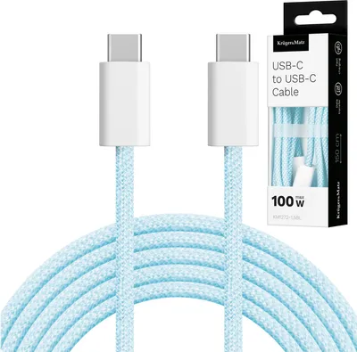 Productafbeelding van Kruger&Matz USB-C kabel, 100W, blauw, 1,5 meter