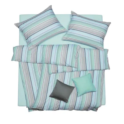 Obrázek produktu pro SCANquilt povlečení KREP pruhy tyrkysová 100% bavlna 140 x 200/70 x 90 cm