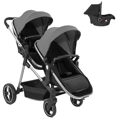 Produktbild von Babywagen, Doppelsitz, Multifunktional 3-in-1, Grau - 1 Autositz
