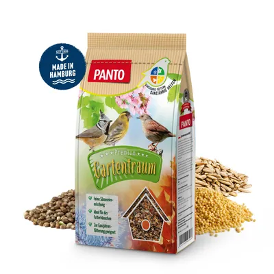 Produktbild von PANTO Gartentraum Sämereienmischung 5 x 1 kg - Wildvogelfutter mit Körnern und Nüssen