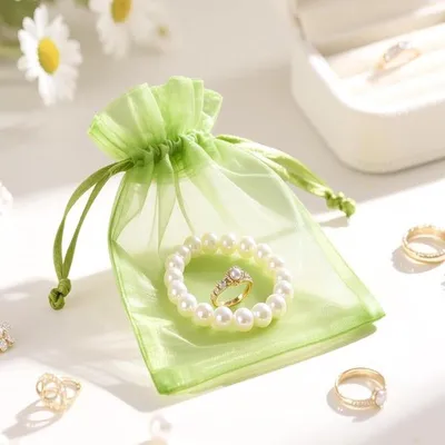 Organza Taschen 10 x 15 cm - Set von 50 mit Zugband für Hochzeiten, Geschenke und Schmuck