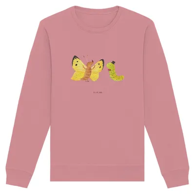 Produktbild von Mr. & Mrs. Panda Rundhals Pullover Raupe Schmetterling Größe XXL - Canyon Pink - Geschenk, Entwicklung, Sweatshirt, Lustige Sprüche, Pulli, Sweater, Zitronenfalter, Kokon